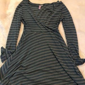 Blue and white striped dress